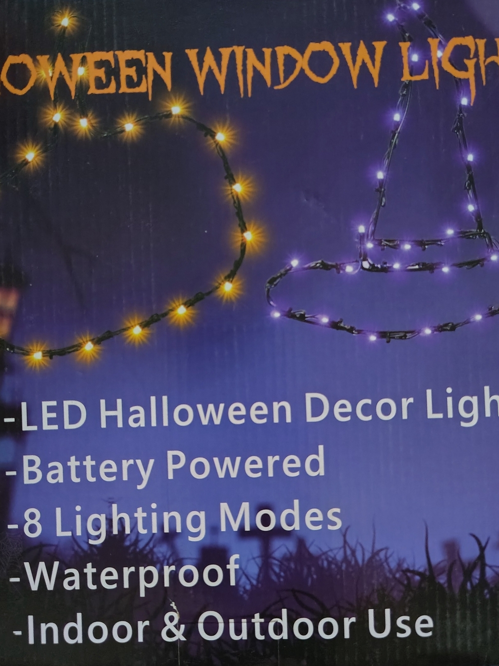 LED Halloween Window Decor Lights - Purple & Orange